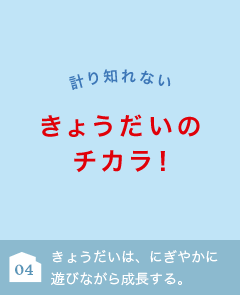 04 きょうだいは、にぎやかに遊びながら成長する。